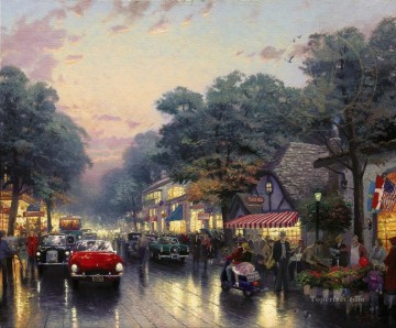 Landscapes Painting - Carmel Dolores Street And The Tuck Box Tea Room TK cityscape